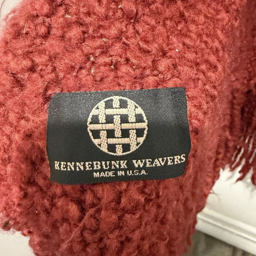 KENNEBUNK WEAVERS BEAUTIFUL Burgundy KNITTED AFGHAN 41